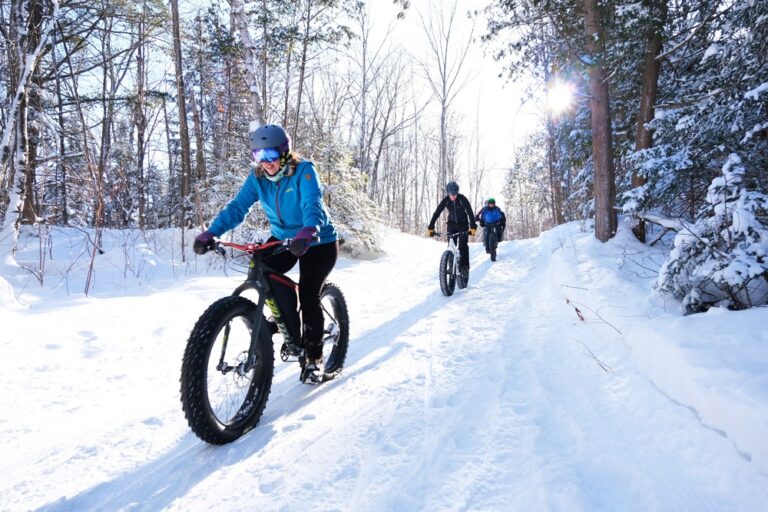group on winter fat e-bike tour in banff