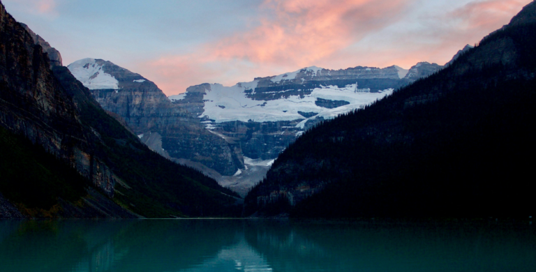 sunset at lake louise