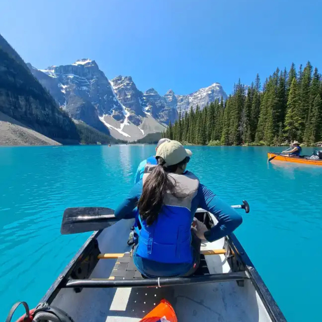 group kayaking in banff
