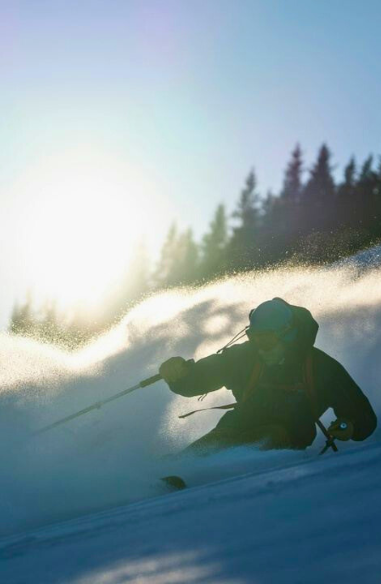 man skiing sunshine village