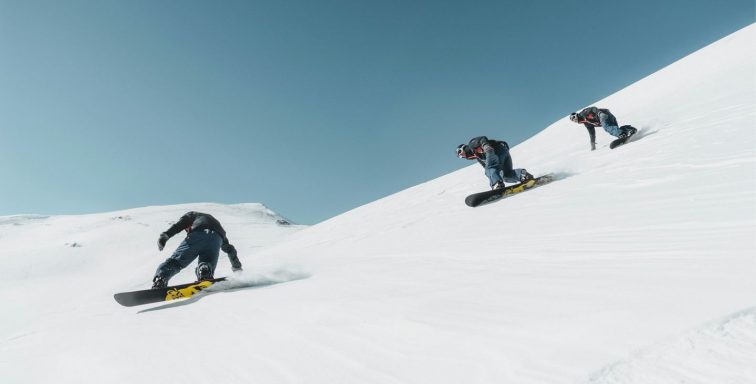 group of snowboarders